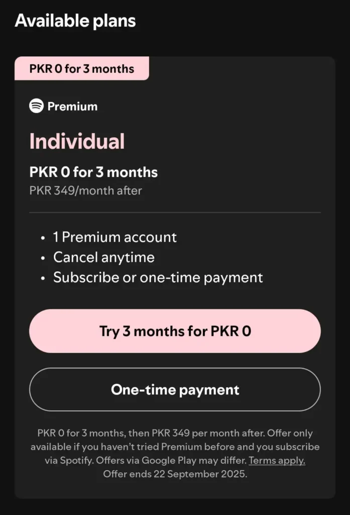 Spotify Mod APk Individual Subscription plan